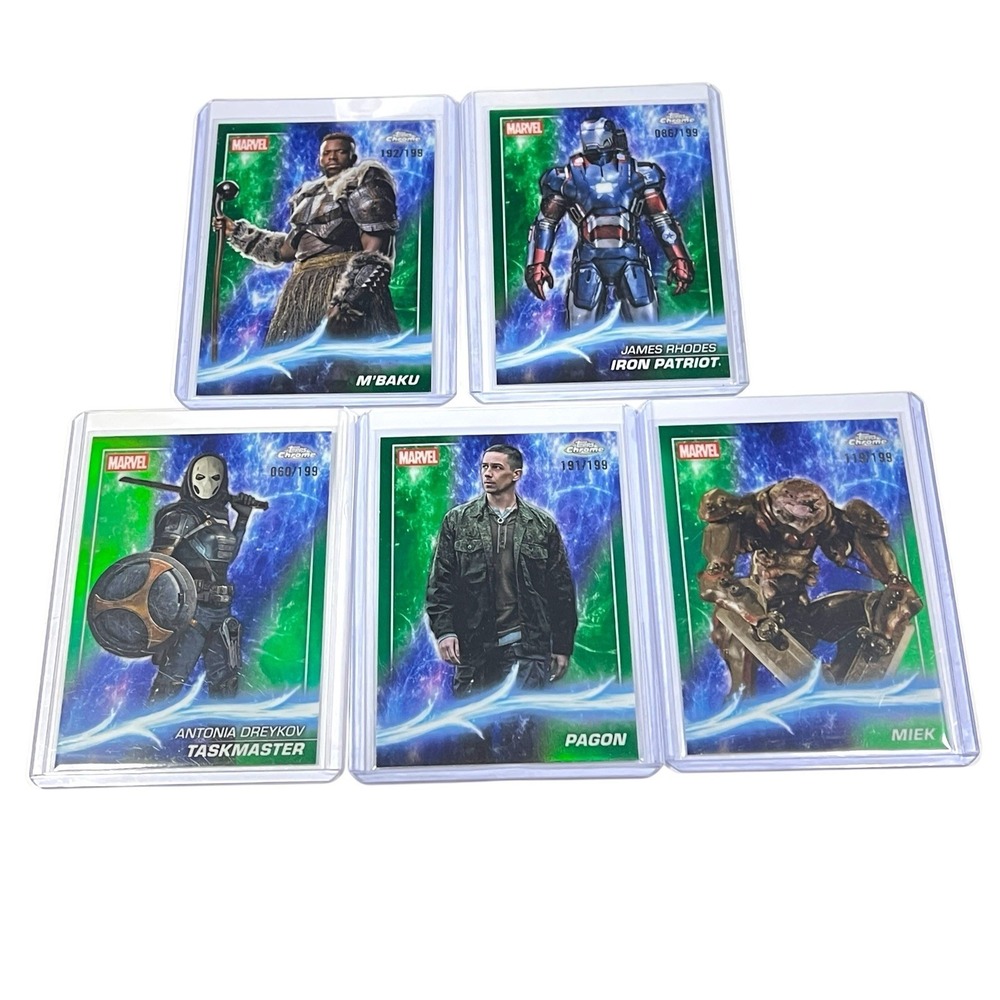 2025 Topps Chrome Marvel Studios Iron Patriot M'baku Miek Pagon Taskmaster /199